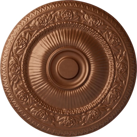 Ekena Millwork Neuveau Ceiling Medallion (Fits Canopies up to 6 3/8"), Hnd-Painted Polished Copper, 24 1/4"OD x 2"P CM24NAPOS
